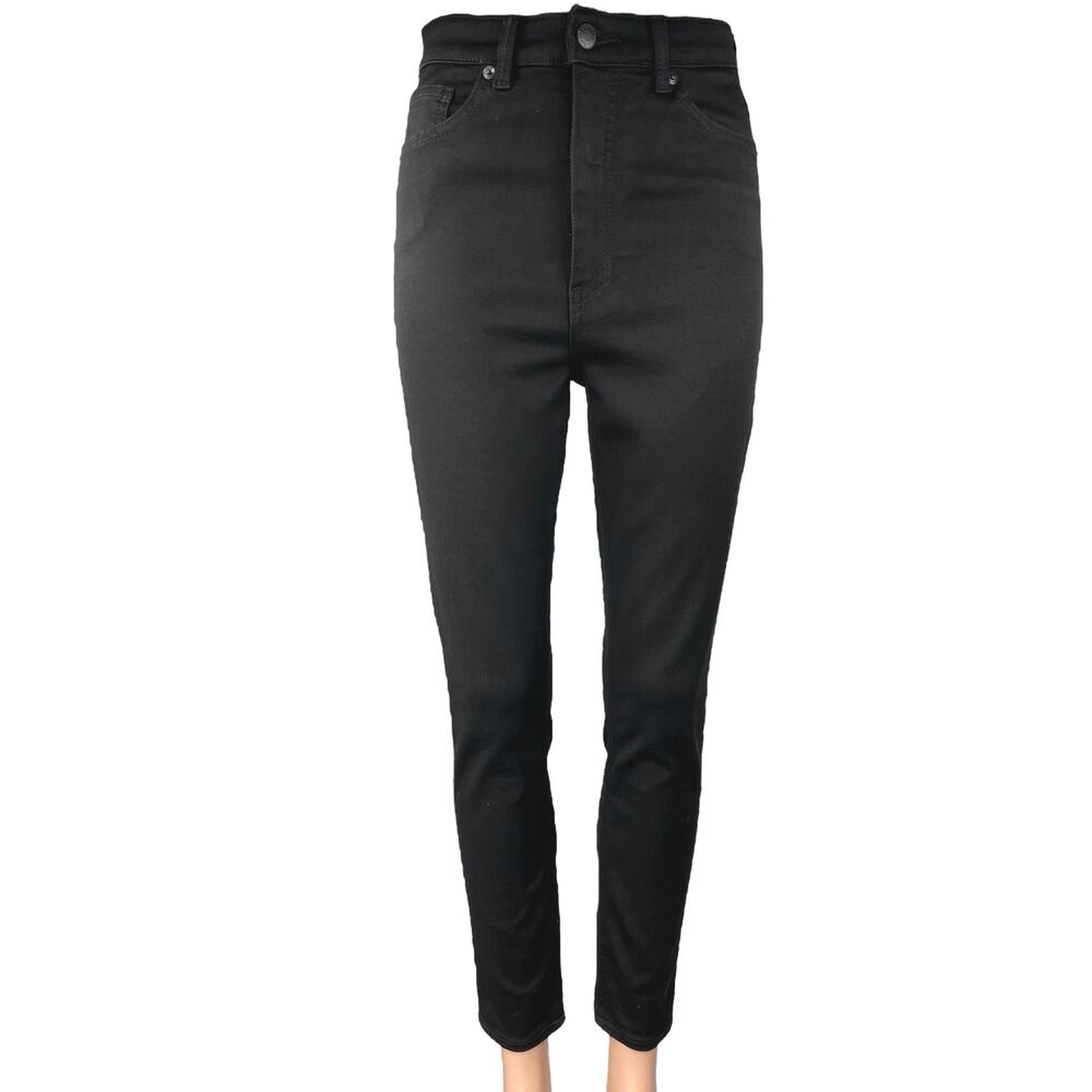 Monki Women's Black Skinny High Rise Button Stretch Denim Jeans Pants Size 29